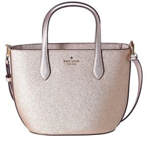 Kate Spade Glitter Glimmer Zip Satchel Crossbody Bag Gold NWT